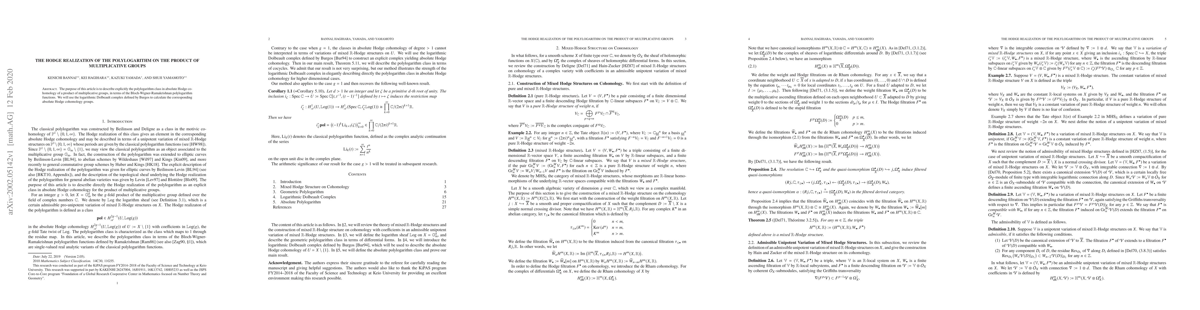 Thumbnail for The Hodge realization of the polylogarithm on the product of
  multiplicative groups