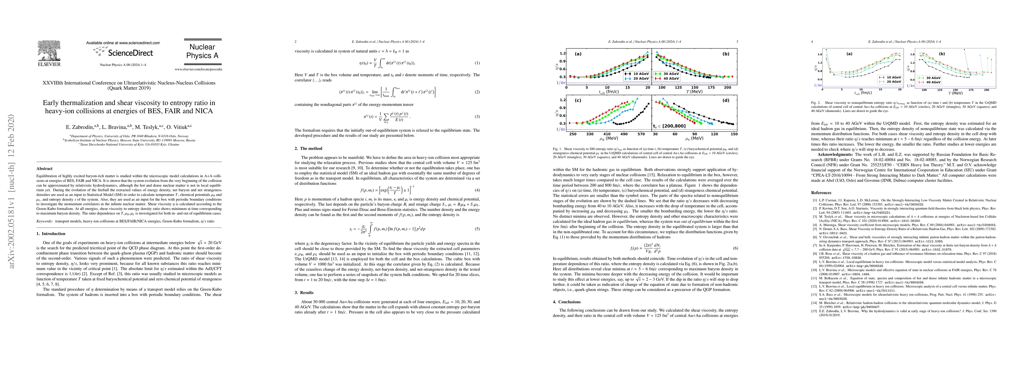 Thumbnail for Early thermalization and shear viscosity to entropy ratio in heavy-ion
  collisions at energies of BES, FAIR and NICA