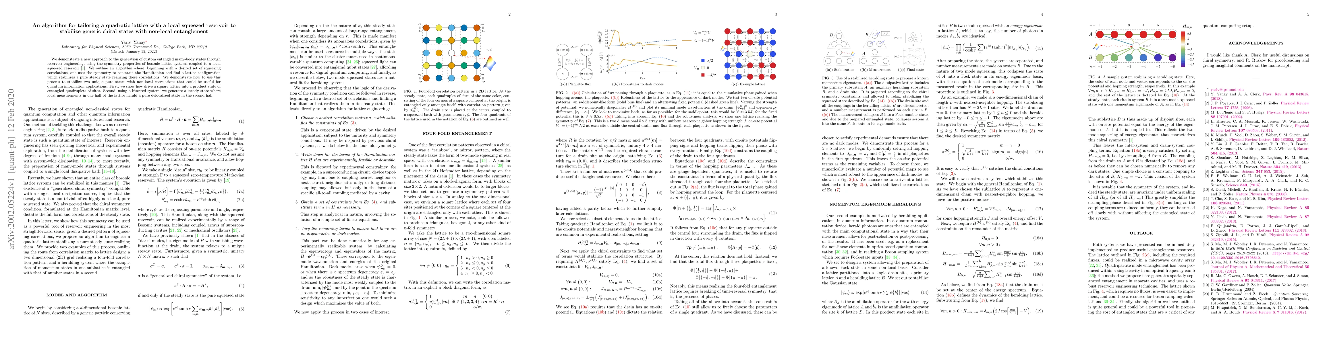 Thumbnail for An algorithm for tailoring a quadratic lattice with a local squeezed
  reservoir to stabilize generic chiral states with non-local entanglement