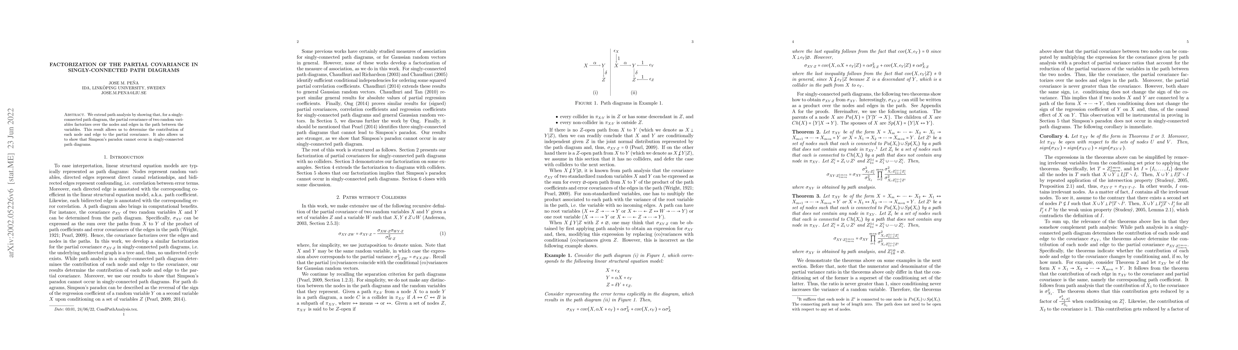 Thumbnail for Factorization of the Partial Covariance in Singly-Connected Path
  Diagrams