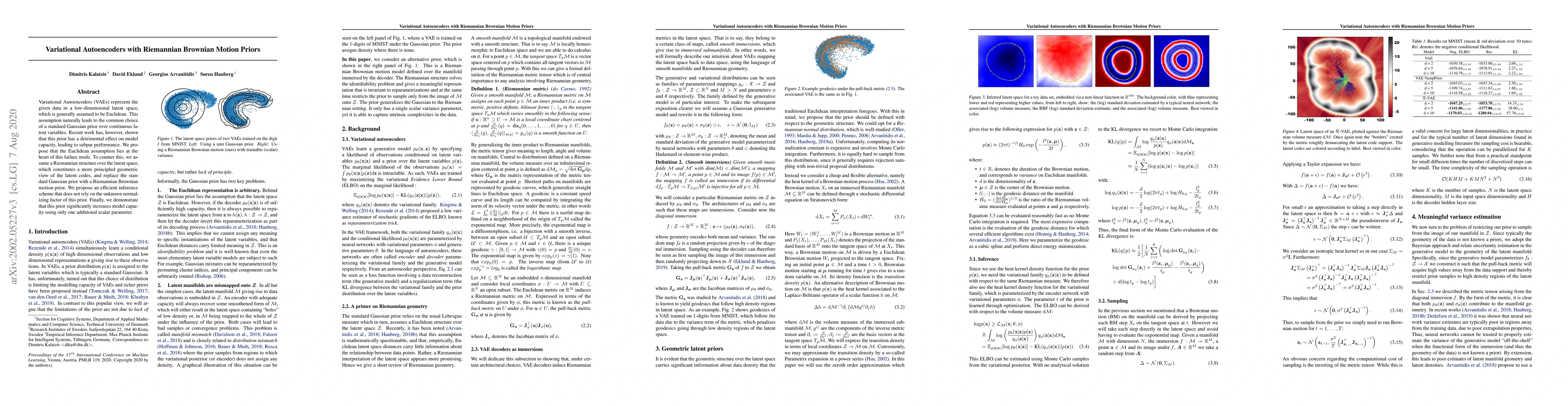 Thumbnail for Variational Autoencoders with Riemannian Brownian Motion Priors