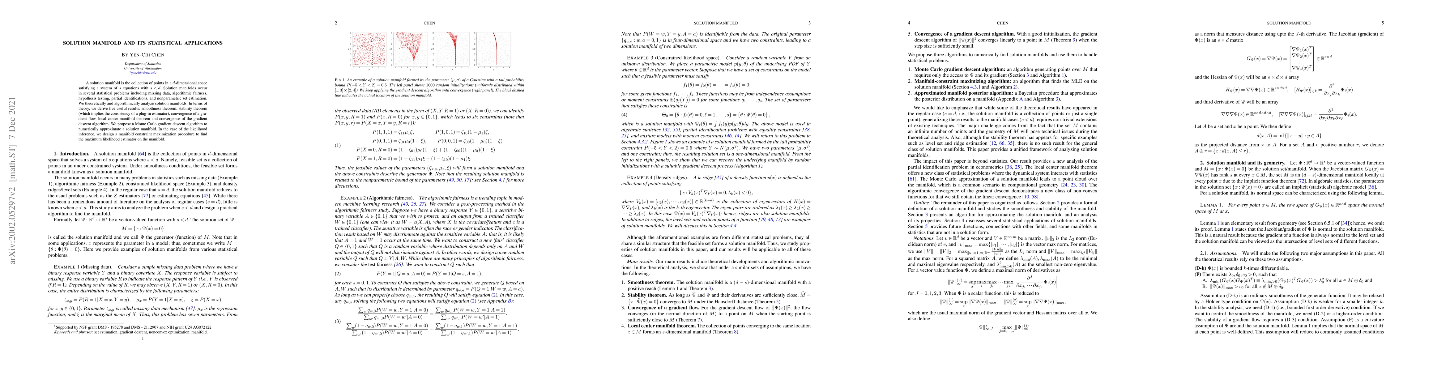 Thumbnail for Solution manifold and Its Statistical Applications