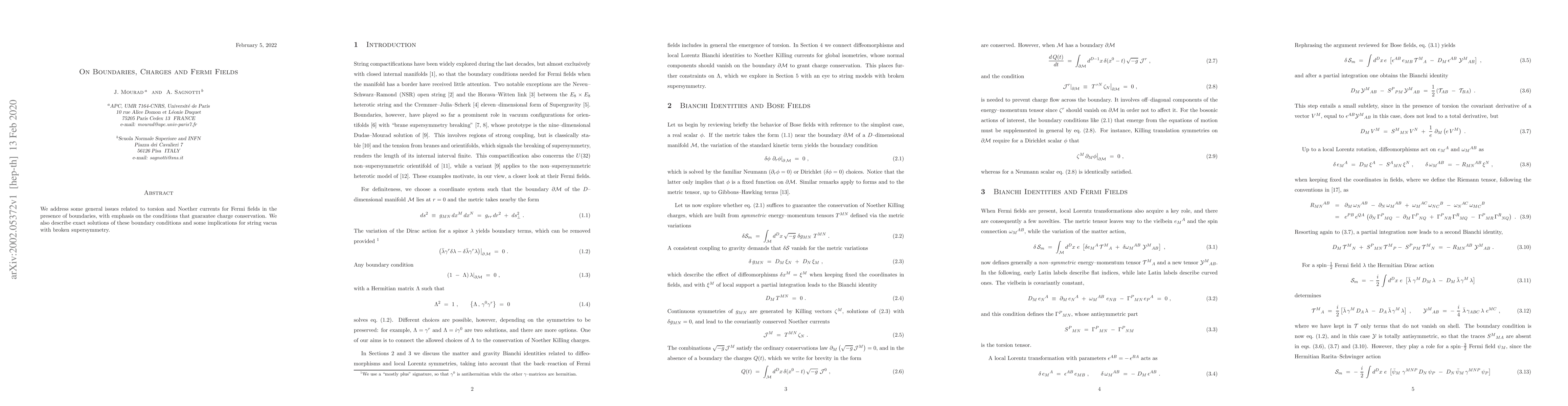 Thumbnail for On Boundaries, Charges and Fermi Fields