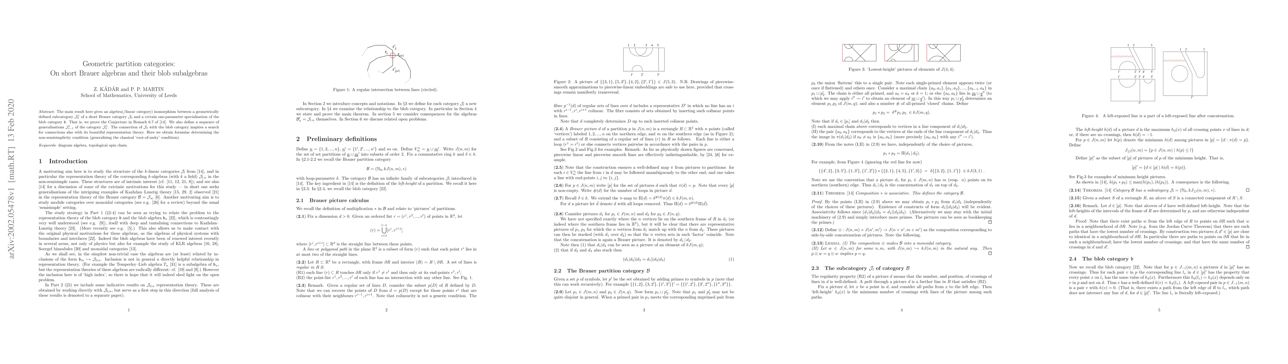 Thumbnail for Geometric partition categories: On short Brauer algebras and their blob
  subalgebras