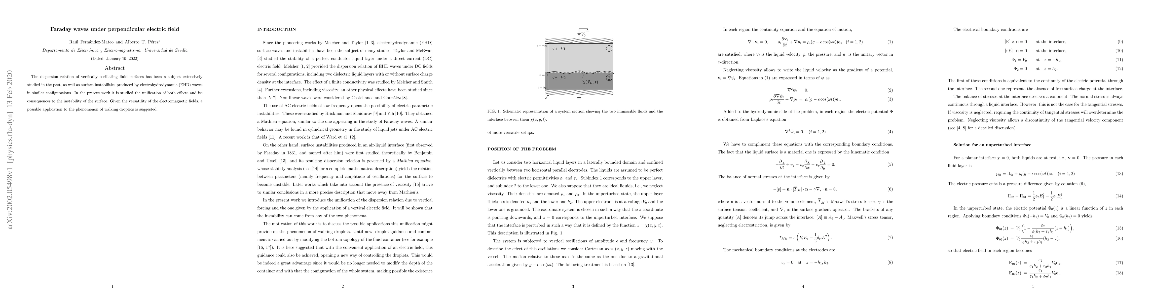 Thumbnail for Faraday waves under perpendicular electric field