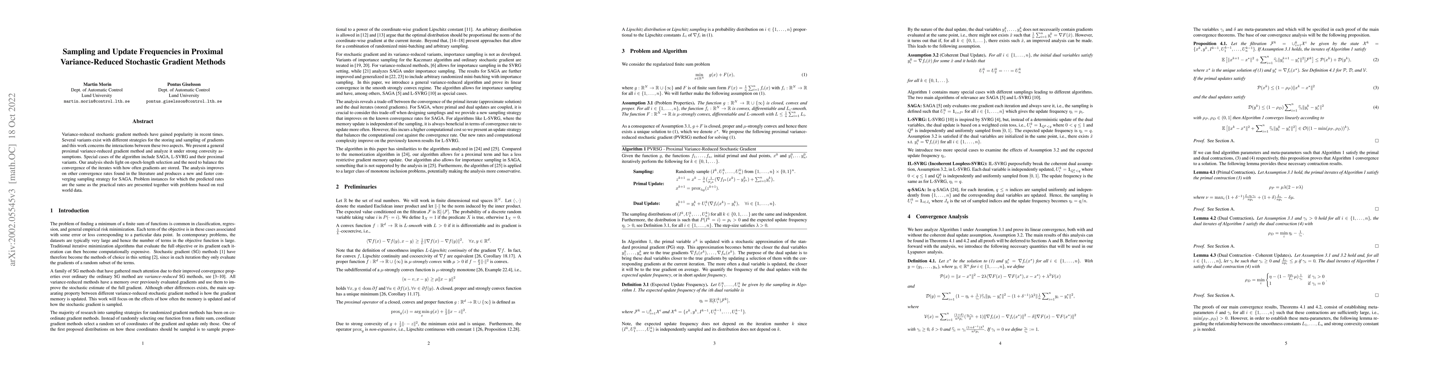 Thumbnail for Sampling and Update Frequencies in Proximal Variance-Reduced Stochastic
  Gradient Methods