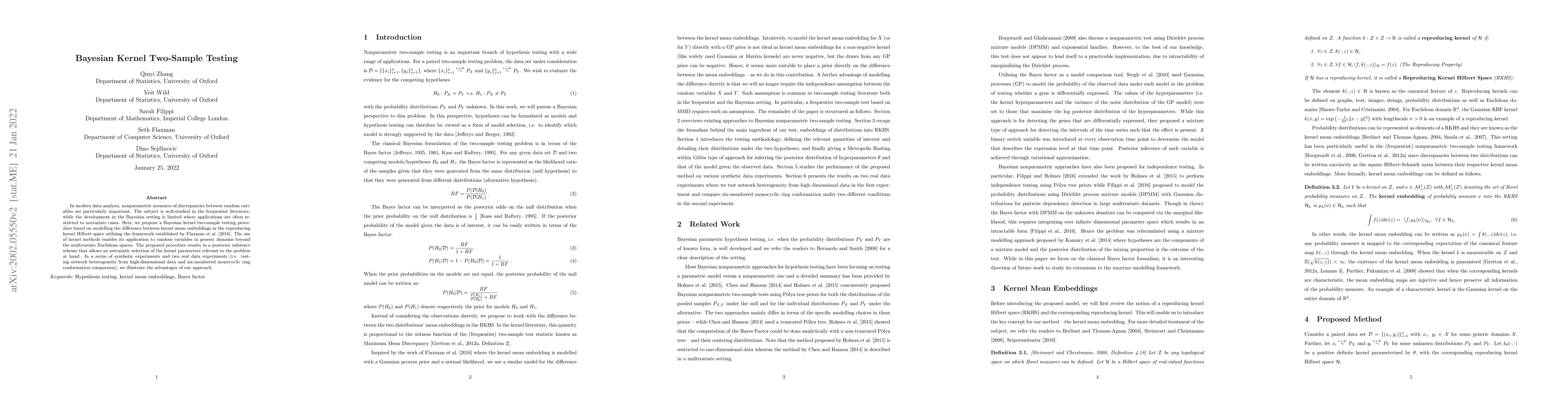 Thumbnail for Bayesian Kernel Two-Sample Testing
