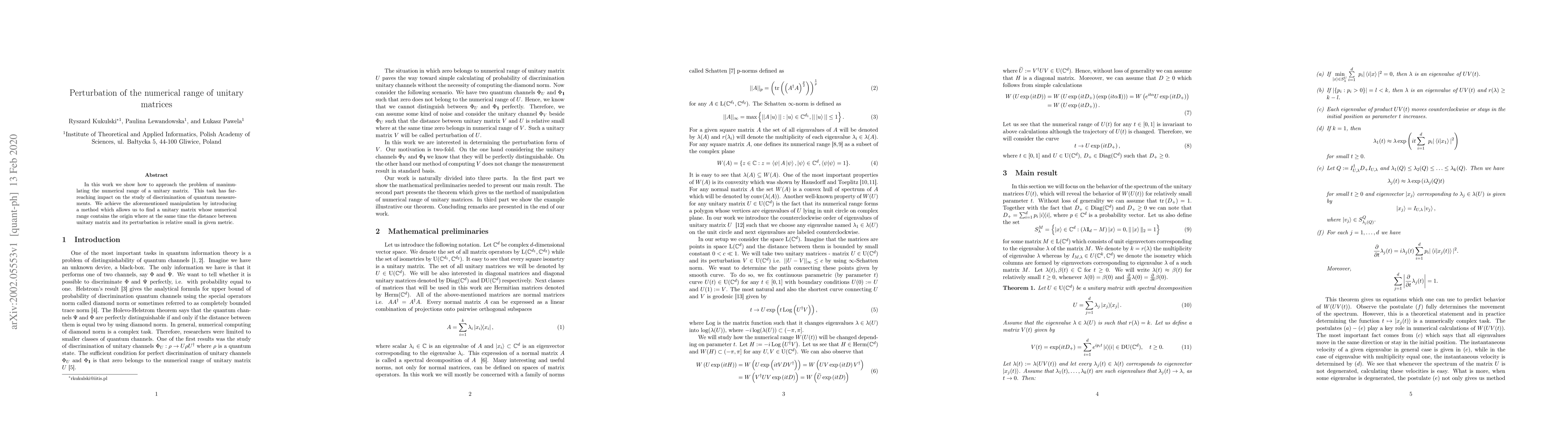 Thumbnail for Perturbation of the numerical range of unitary matrices