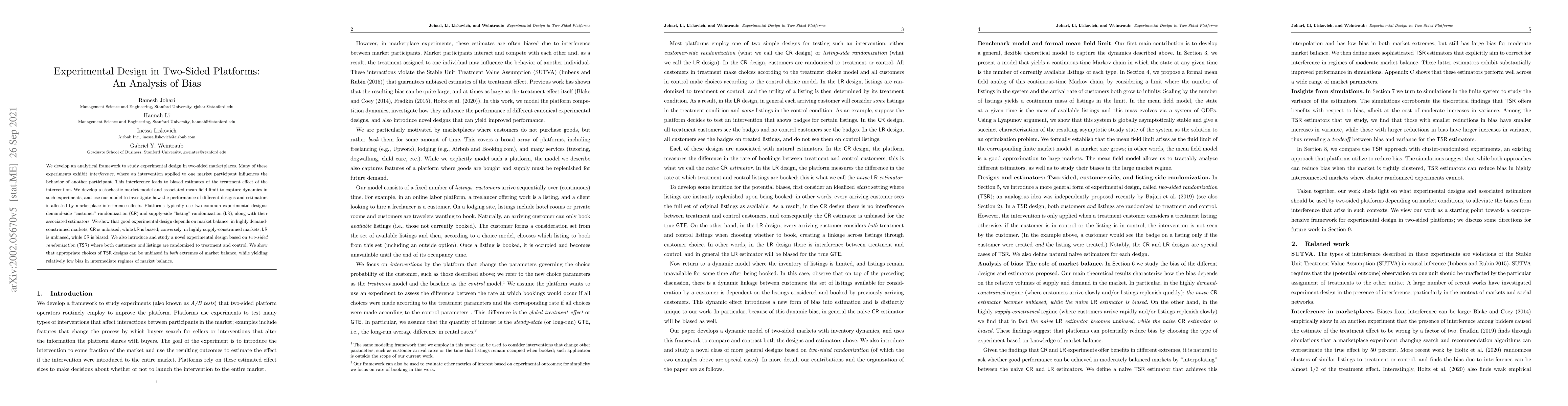 Thumbnail for Experimental Design in Two-Sided Platforms: An Analysis of Bias