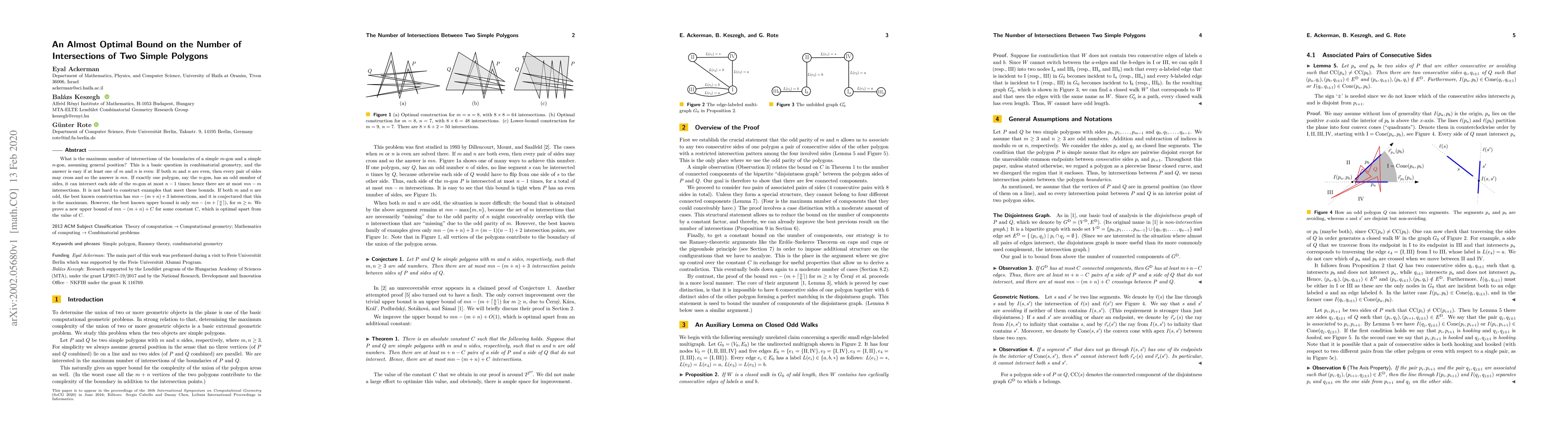 Thumbnail for An almost optimal bound on the number of intersections of two simple
  polygons