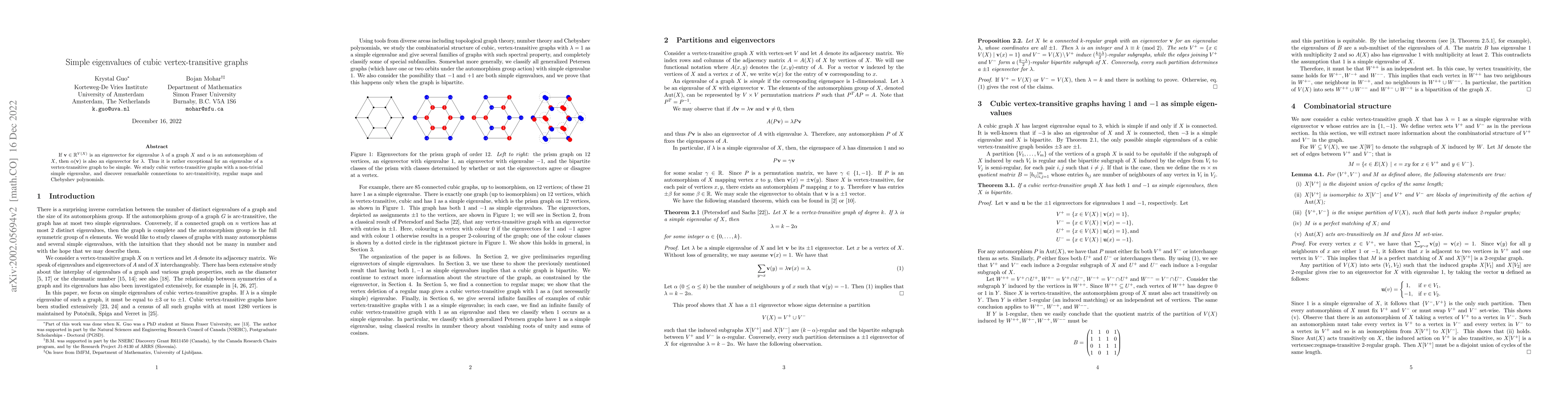 Thumbnail for Simple eigenvalues of cubic vertex-transitive graphs