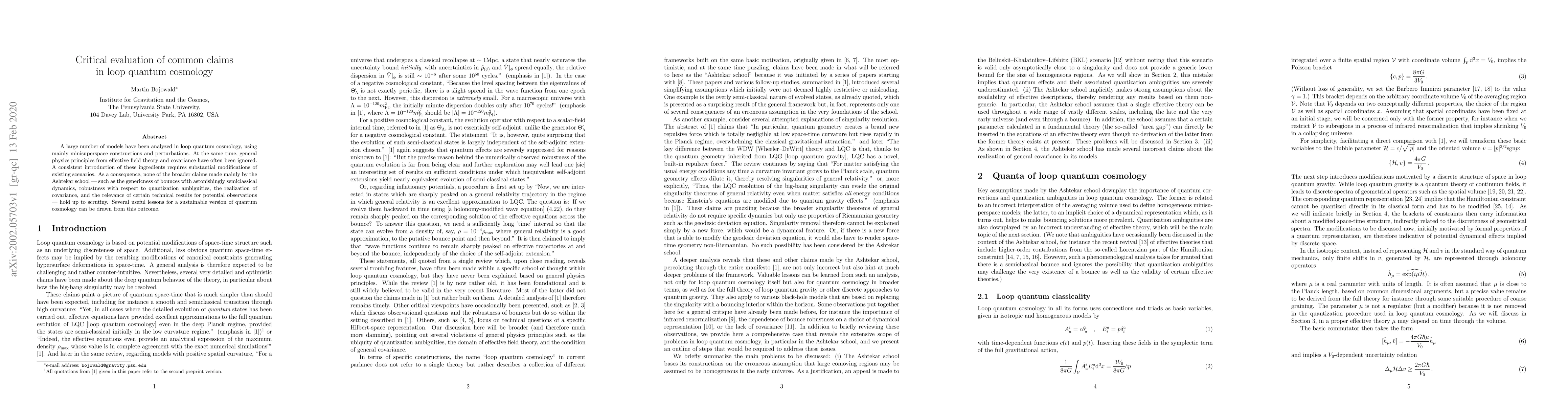 Thumbnail for Critical evaluation of common claims in loop quantum cosmology