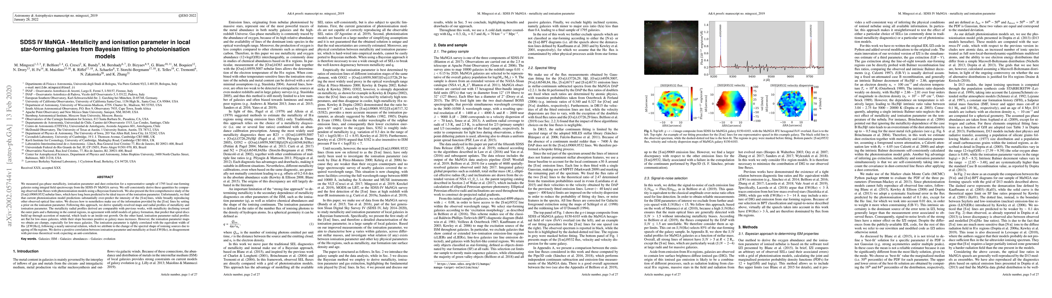 Thumbnail for SDSS IV MaNGA -- Metallicity and ionisation parameter in local
  star-forming galaxies from Bayesian fitting to photoionisation models