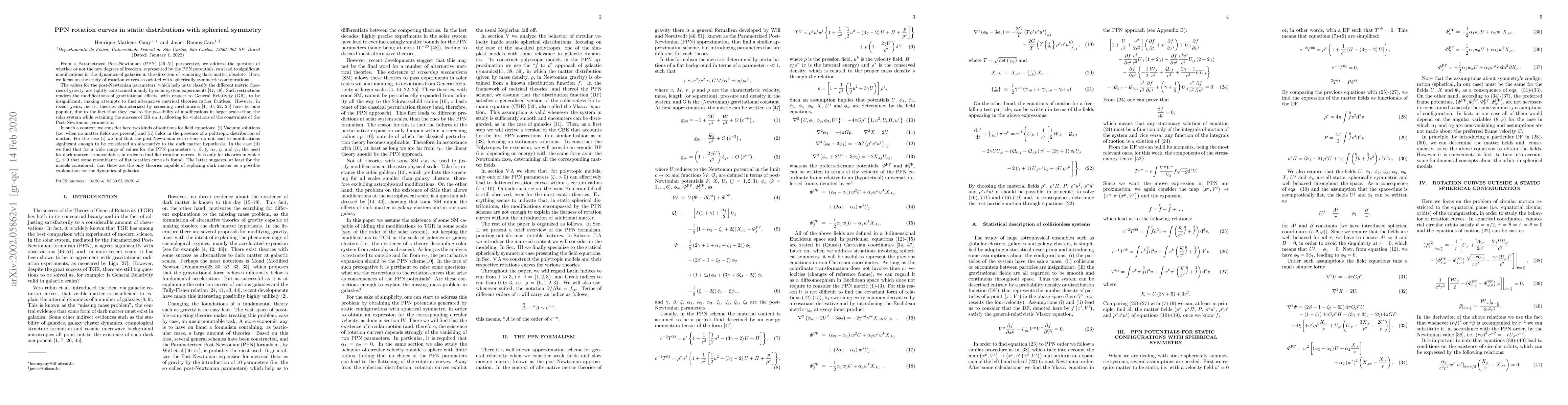 Thumbnail for PPN rotation curves in static distributions with spherical symmetry