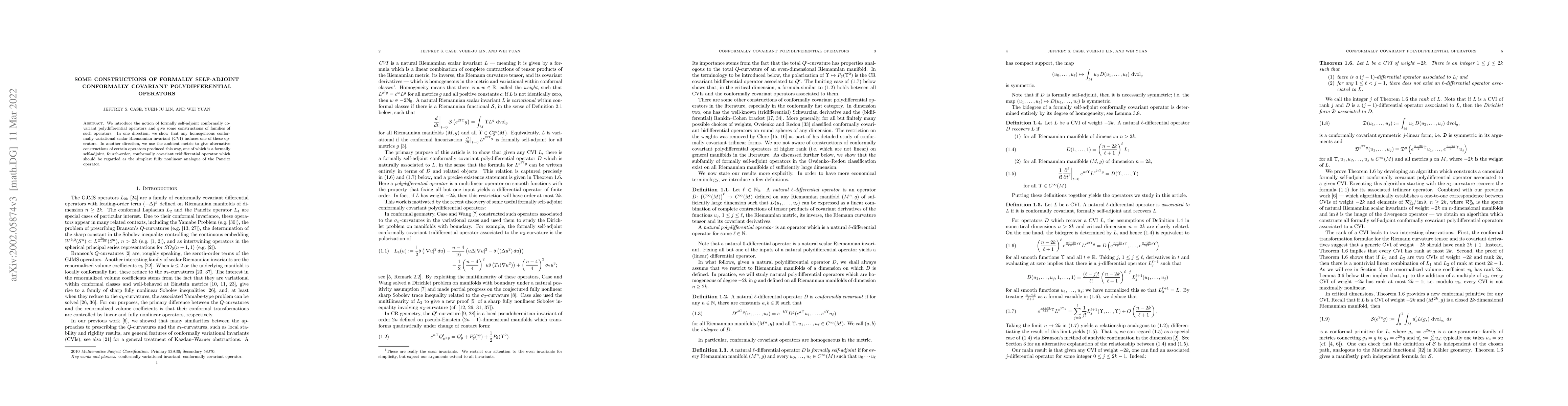Thumbnail for Some constructions of formally self-adjoint conformally covariant
  polydifferential operators