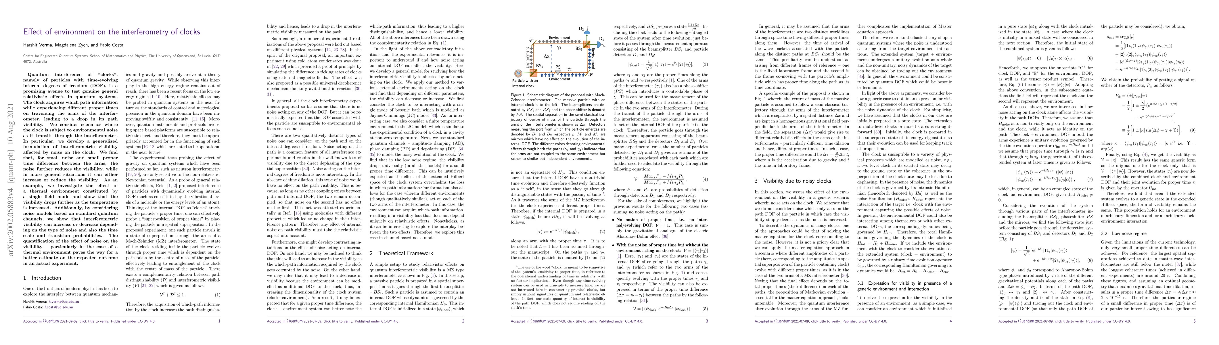 Thumbnail for Effect of environment on the interferometry of clocks