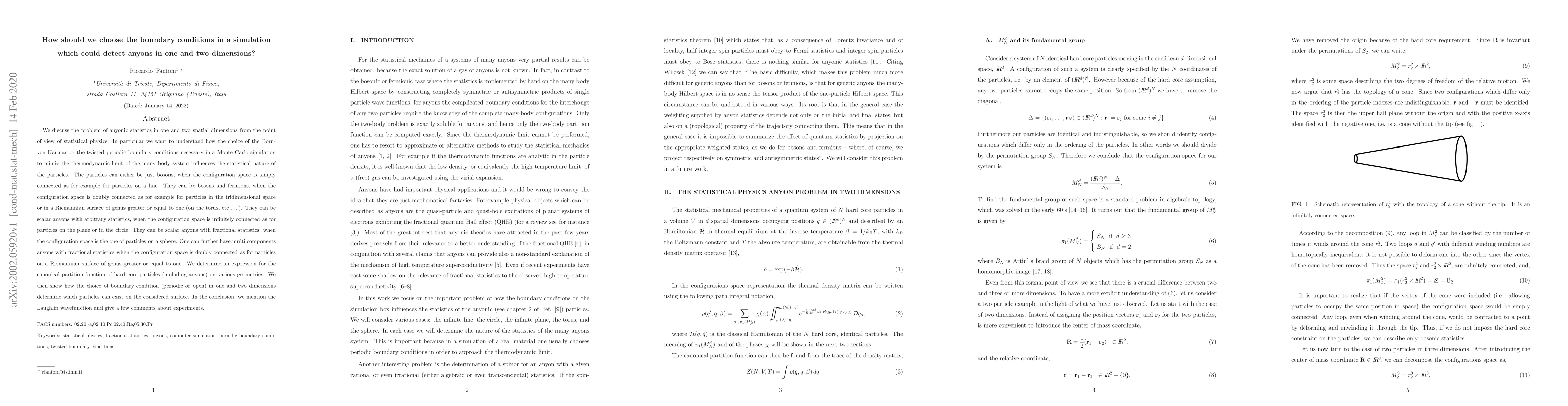 Thumbnail for How should we choose the boundary conditions in a simulation which could
  detect anyons in one and two dimensions?