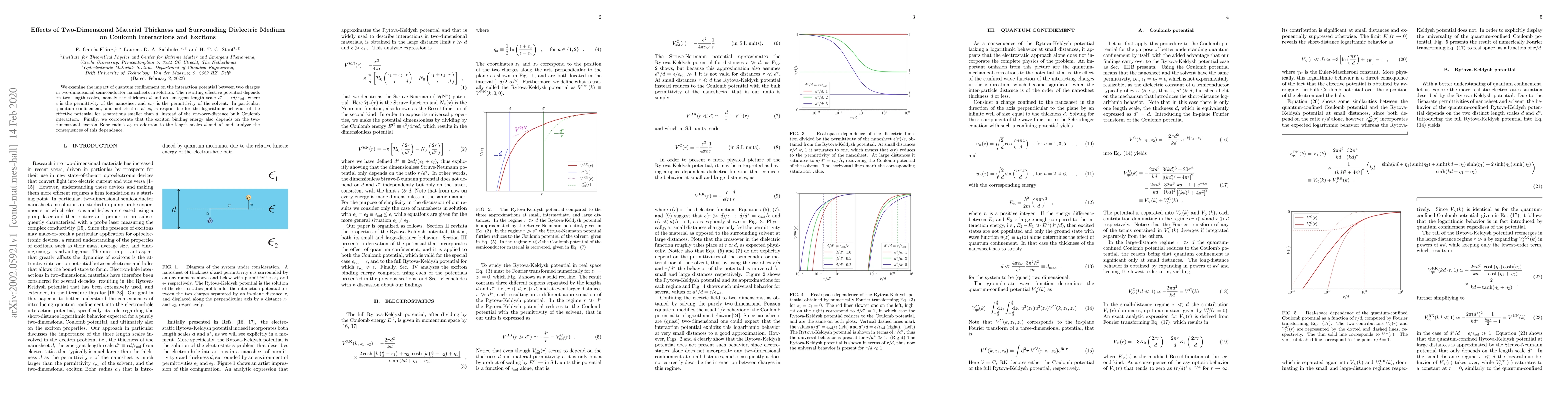 Thumbnail for Effects of Two-Dimensional Material Thickness and Surrounding Dielectric
  Medium on Coulomb Interactions and Excitons