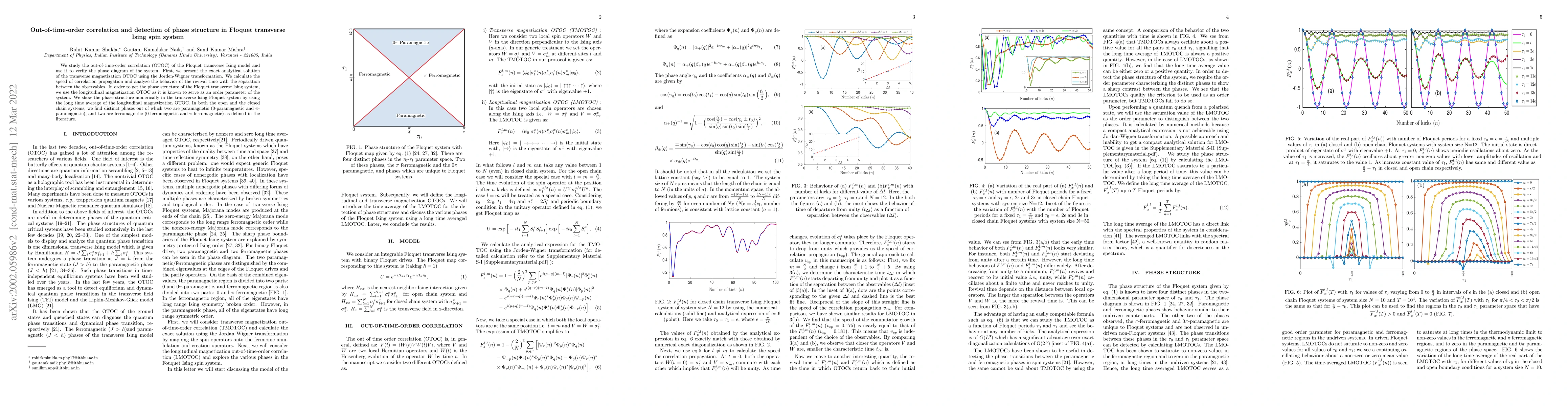 Thumbnail for Out-of-time-order correlation and detection of phase structure in
  Floquet transverse Ising spin system