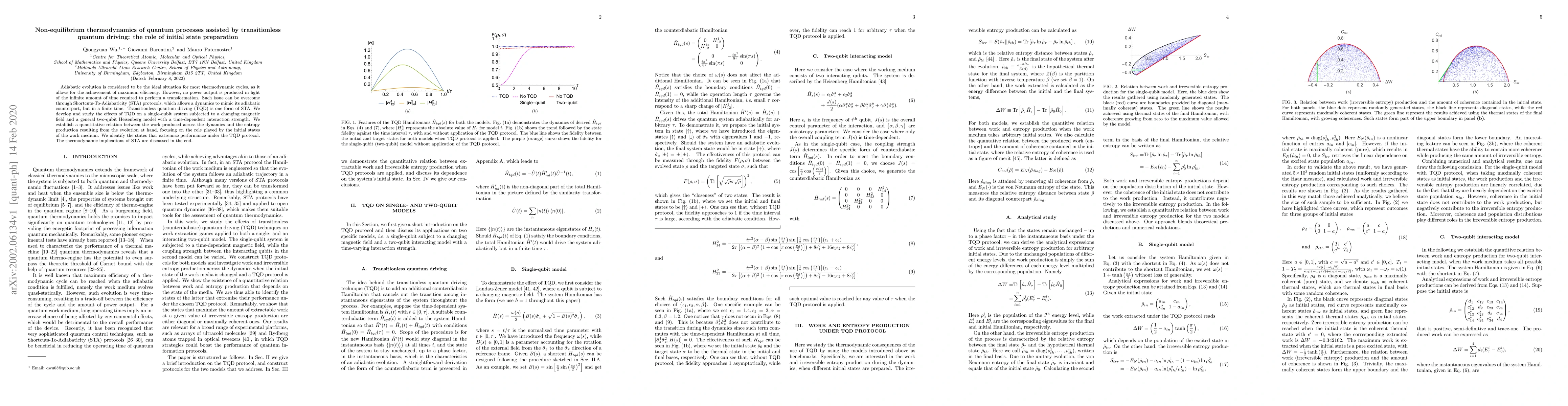 Thumbnail for Non-equilibrium thermodynamics of quantum processes assisted by
  transitionless quantum driving: the role of initial state preparation