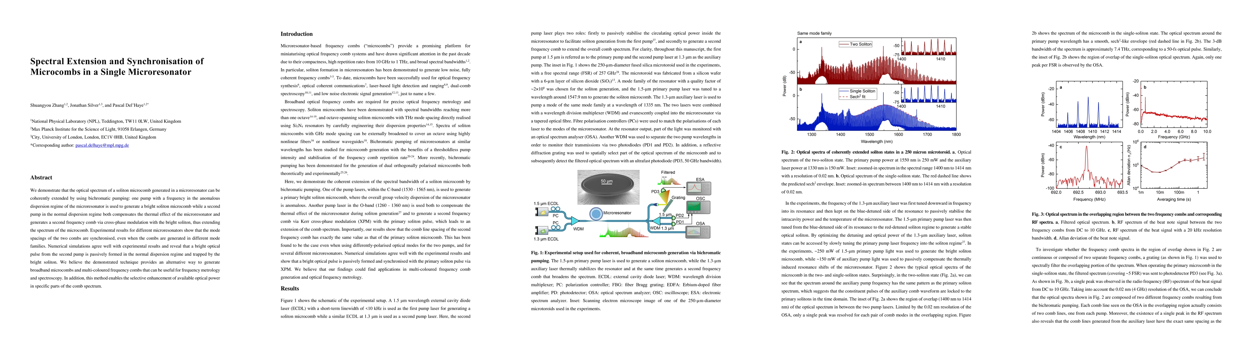 Thumbnail for Spectral Extension and Synchronisation of Microcombs in a Single
  Microresonator