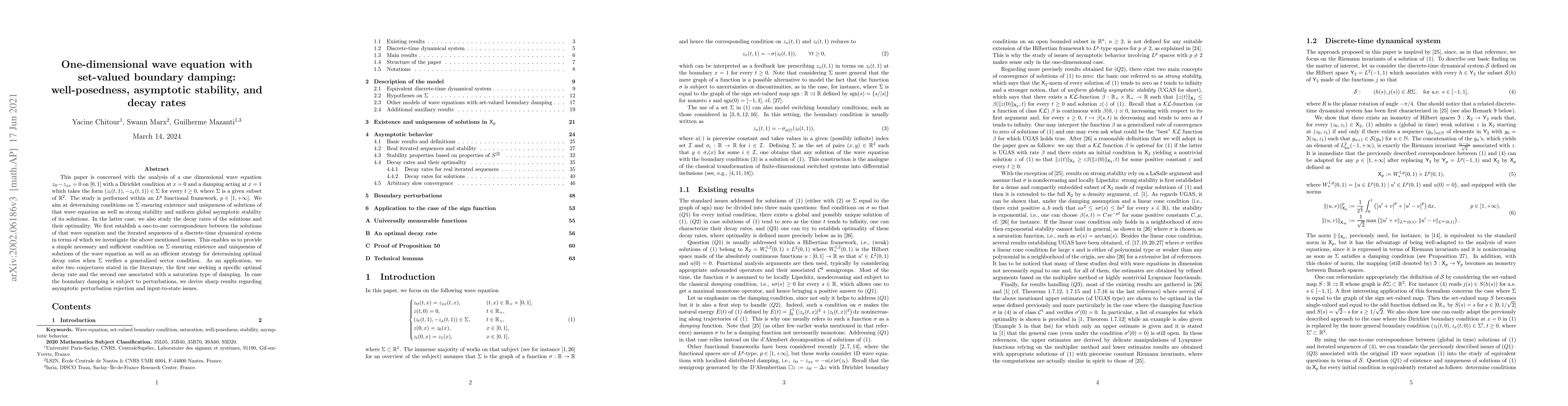 Thumbnail for One-dimensional wave equation with set-valued boundary damping:
  well-posedness, asymptotic stability, and decay rates