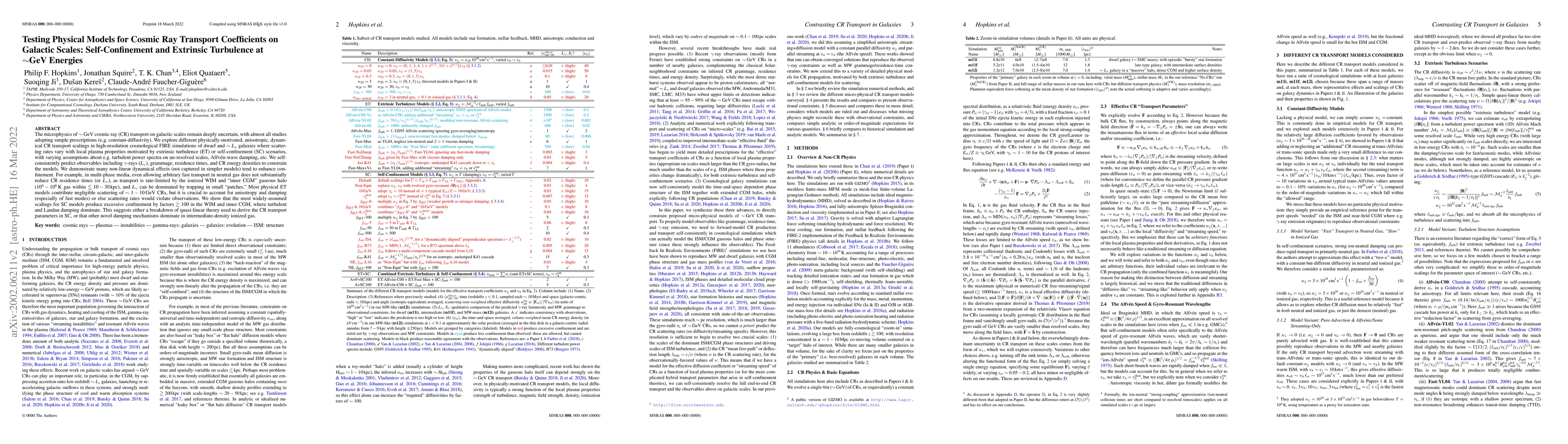Thumbnail for Testing Physical Models for Cosmic Ray Transport Coefficients on
  Galactic Scales: Self-Confinement and Extrinsic Turbulence at GeV Energies