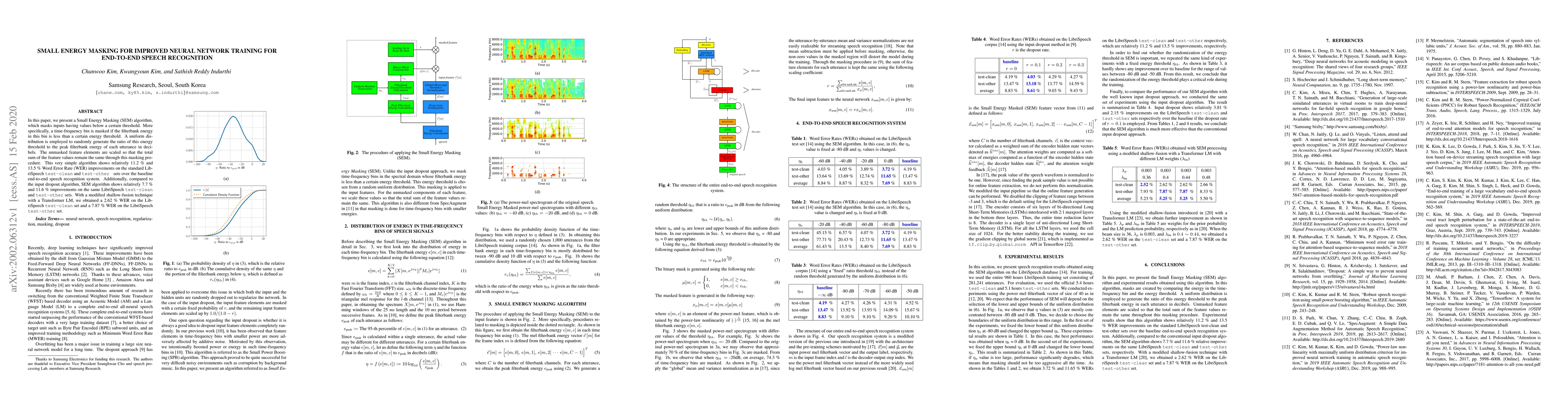 Thumbnail for Small energy masking for improved neural network training for end-to-end
  speech recognition