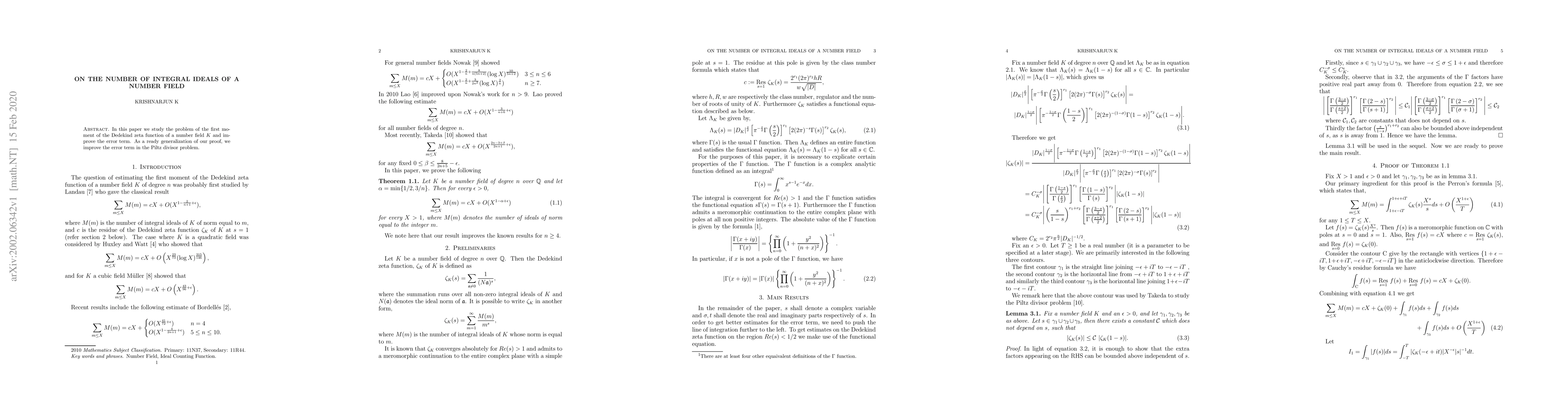 Thumbnail for On the number of integral ideals of a number field
