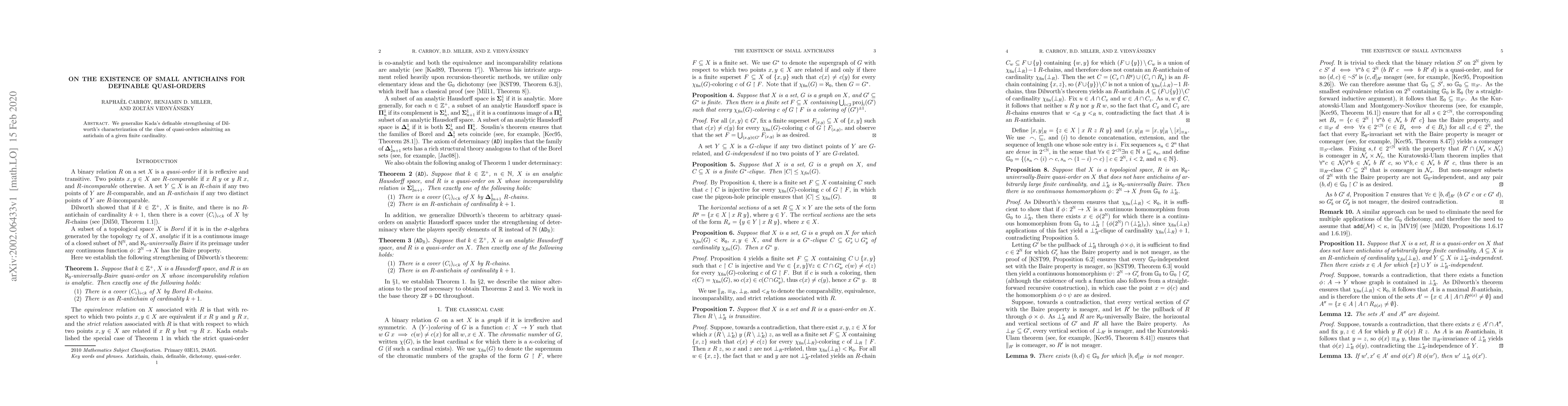 Thumbnail for On the existence of small antichains for definable quasi-orders