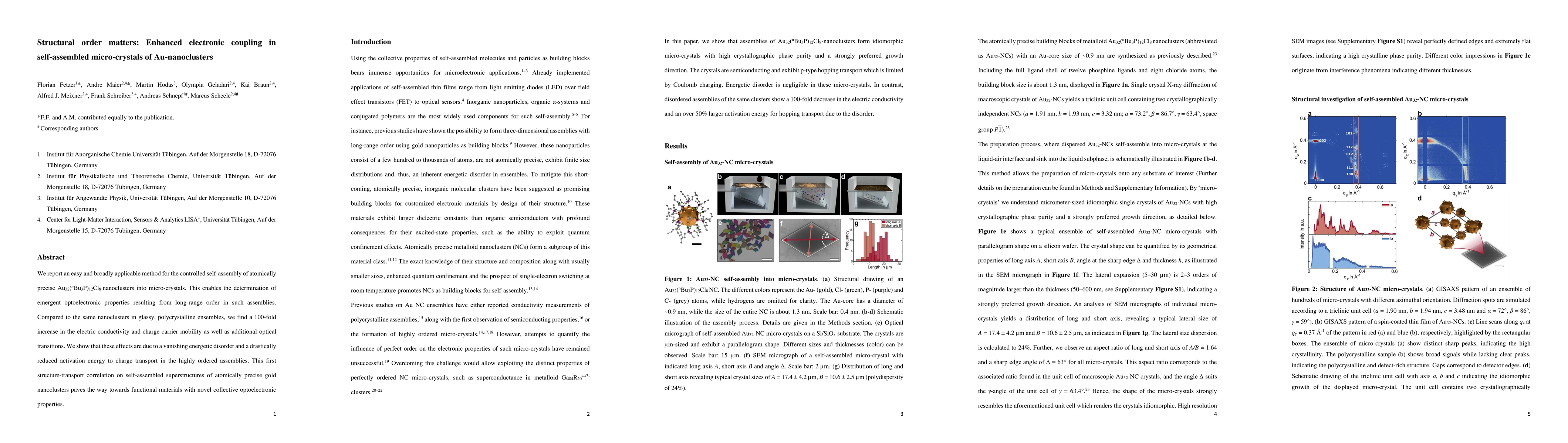 Thumbnail for Structural order matters: Enhanced electronic coupling in self assembled
  micro-crystals of Au-nanoclusters