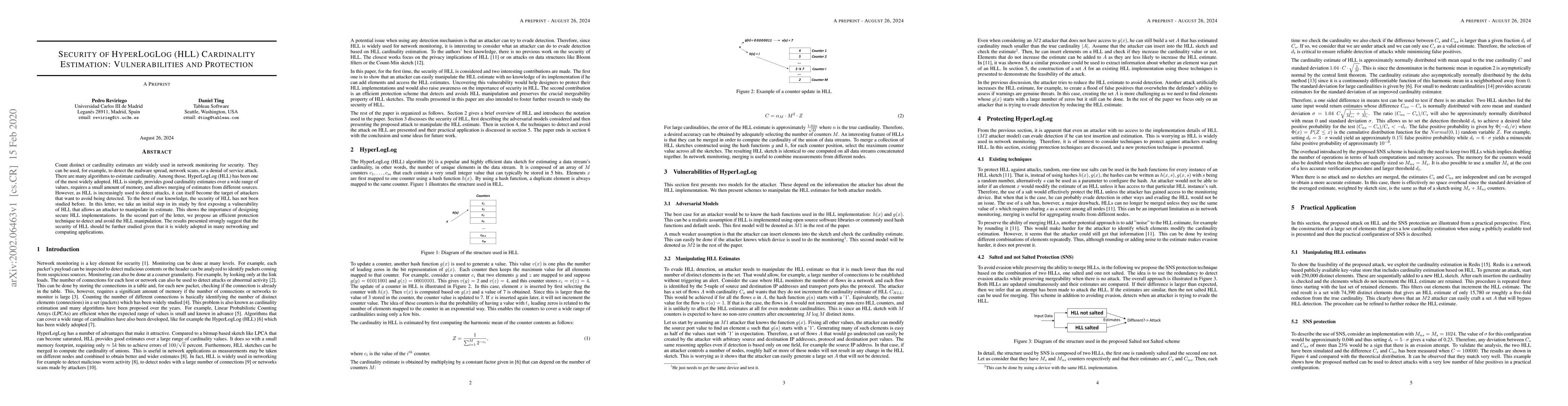 Thumbnail for Security of HyperLogLog (HLL) Cardinality Estimation: Vulnerabilities
  and Protection