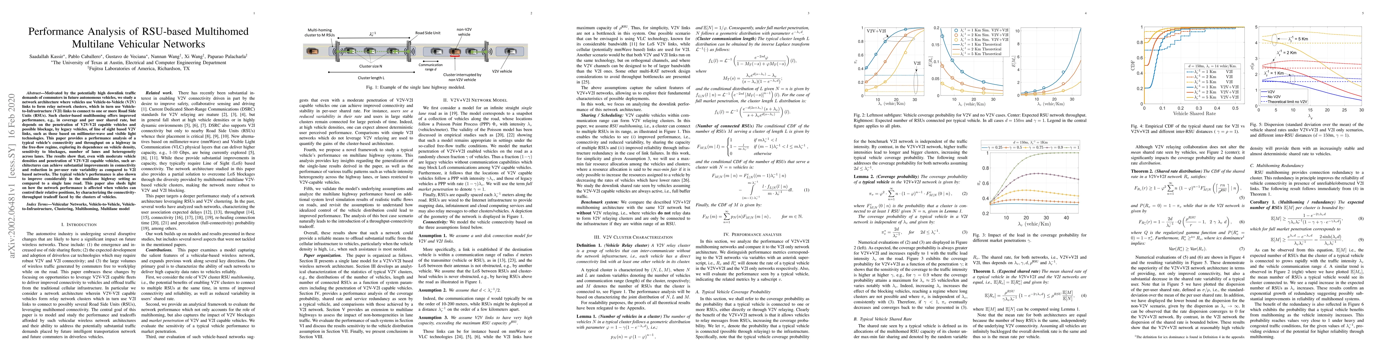 Thumbnail for Performance Analysis of RSU-based Multihomed Multilane Vehicular
  Networks