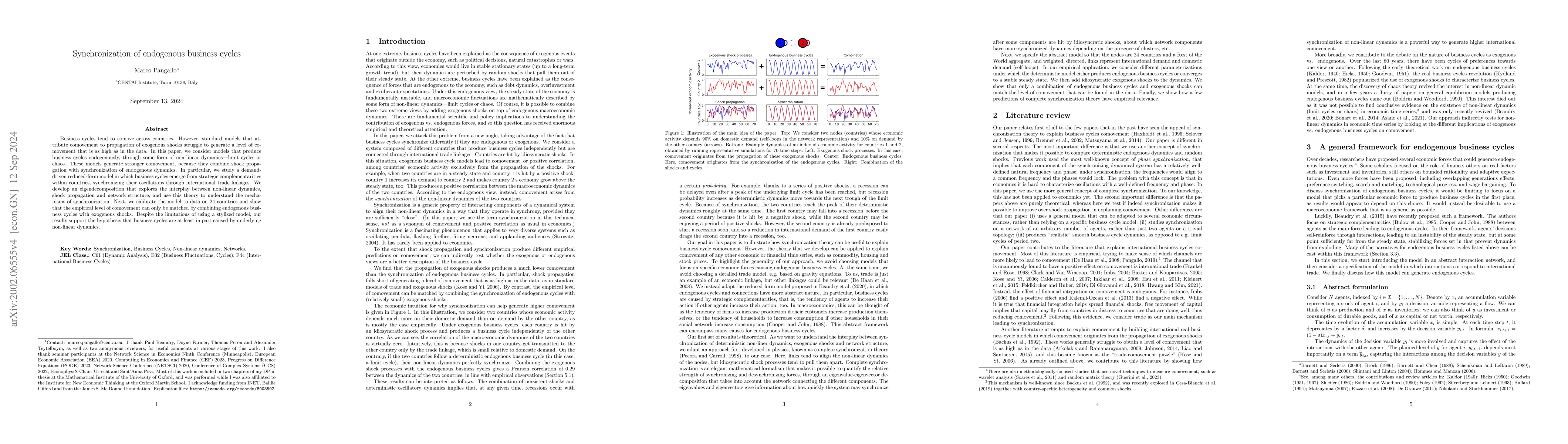 Thumbnail for Synchronization of endogenous business cycles