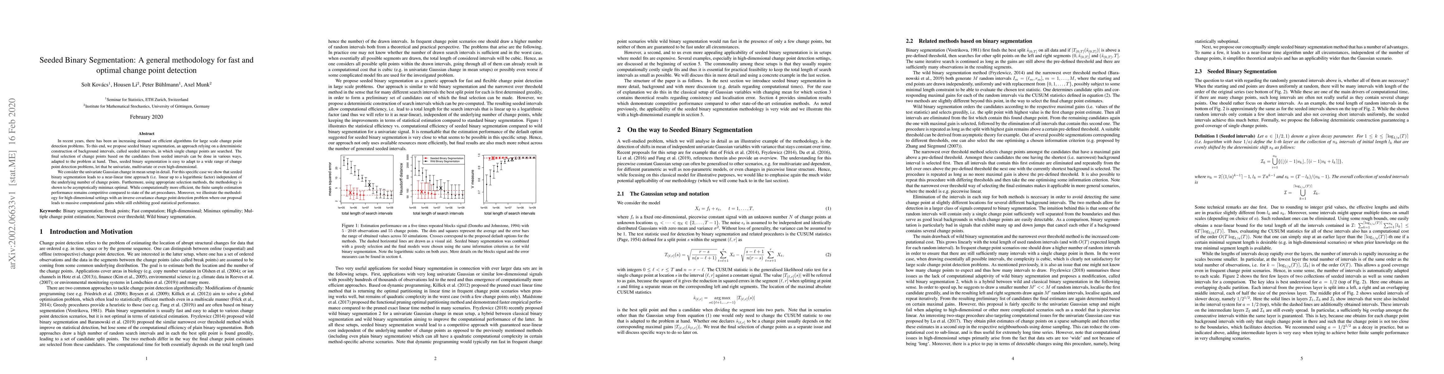Thumbnail for Seeded Binary Segmentation: A general methodology for fast and optimal
  change point detection