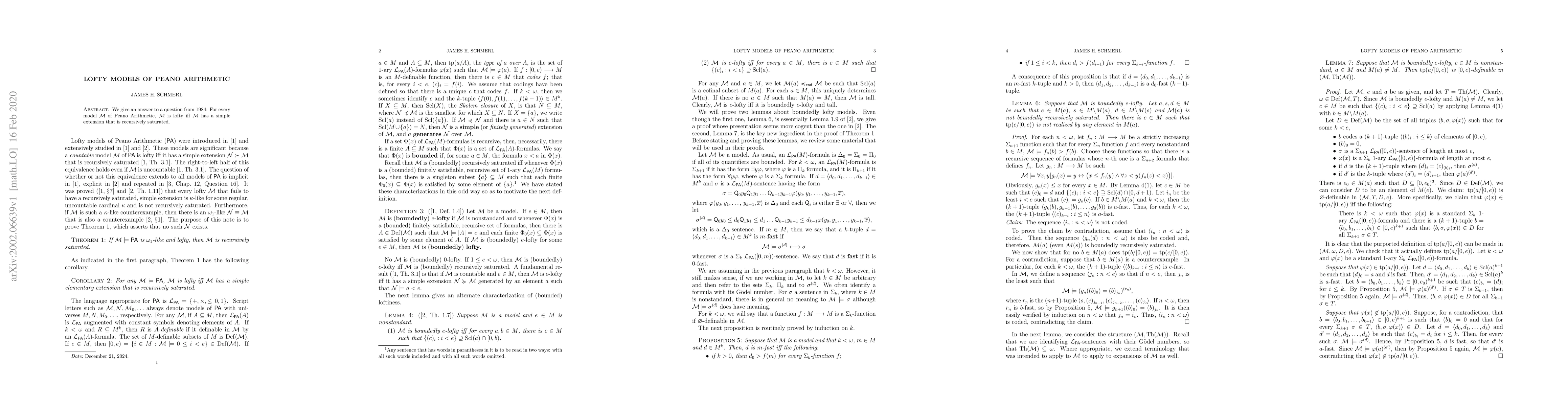 Thumbnail for Lofty Models of Peano Arithmetic