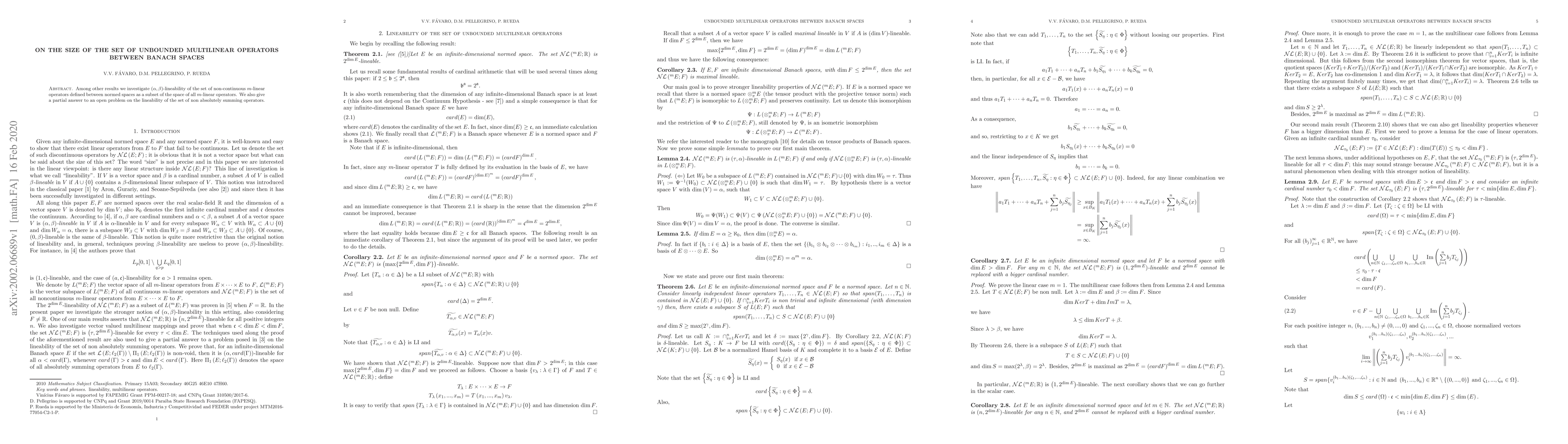 Thumbnail for On the size of the set of unbounded multilinear operators between Banach
  spaces