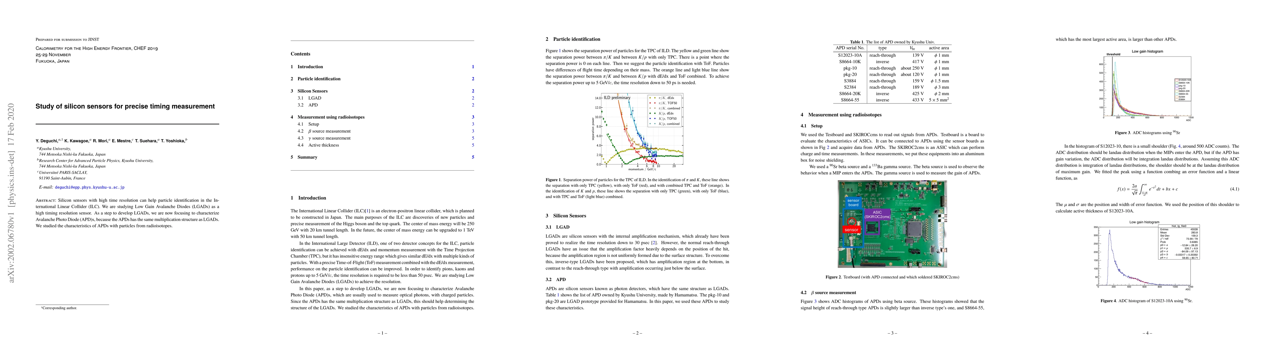 Thumbnail for Study of silicon sensors for precise timing measurement