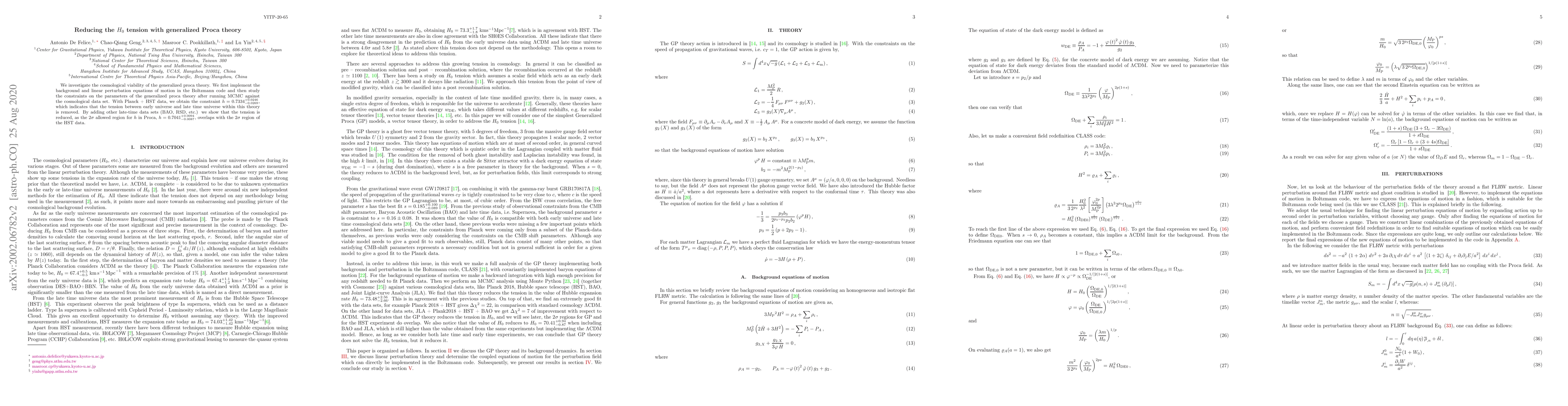 Thumbnail for Reducing the $H_{0}$ tension with generalized Proca theory