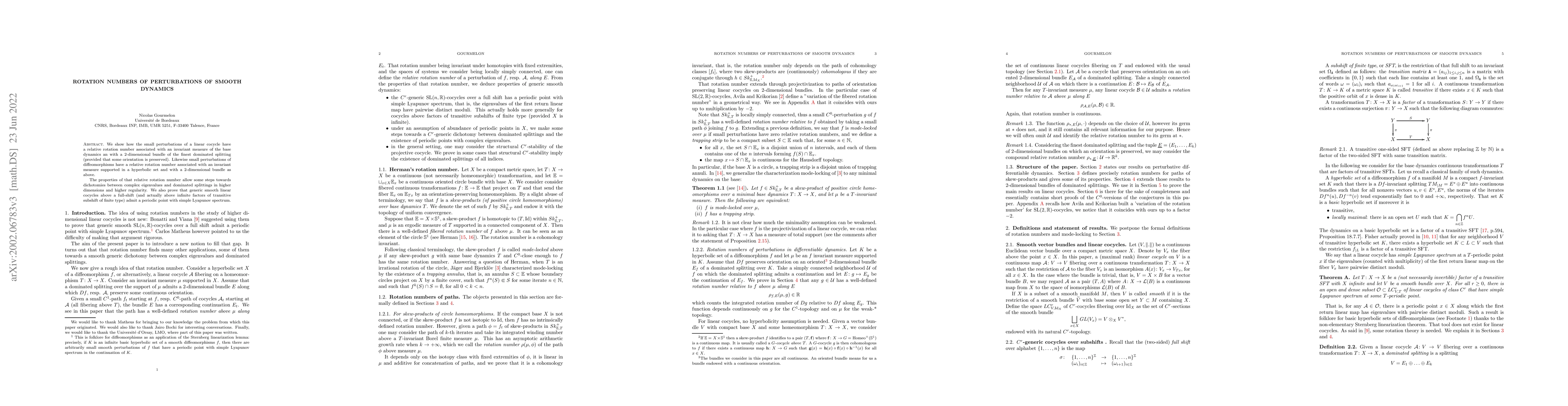 Thumbnail for Rotation numbers of perturbations of smooth dynamics