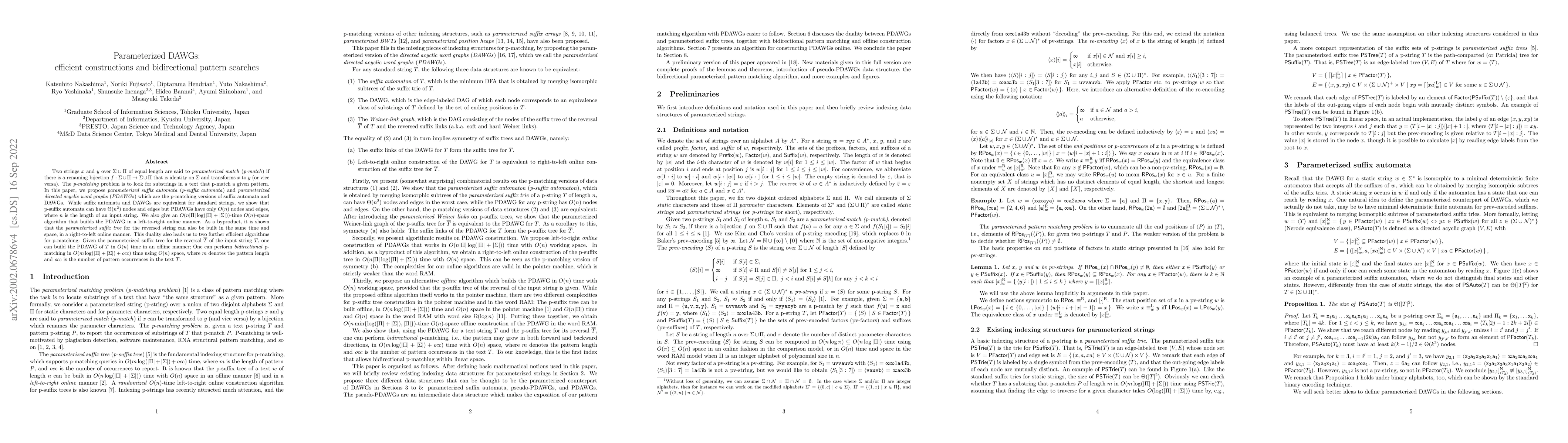 Thumbnail for Parameterized DAWGs: efficient constructions and bidirectional pattern
  searches