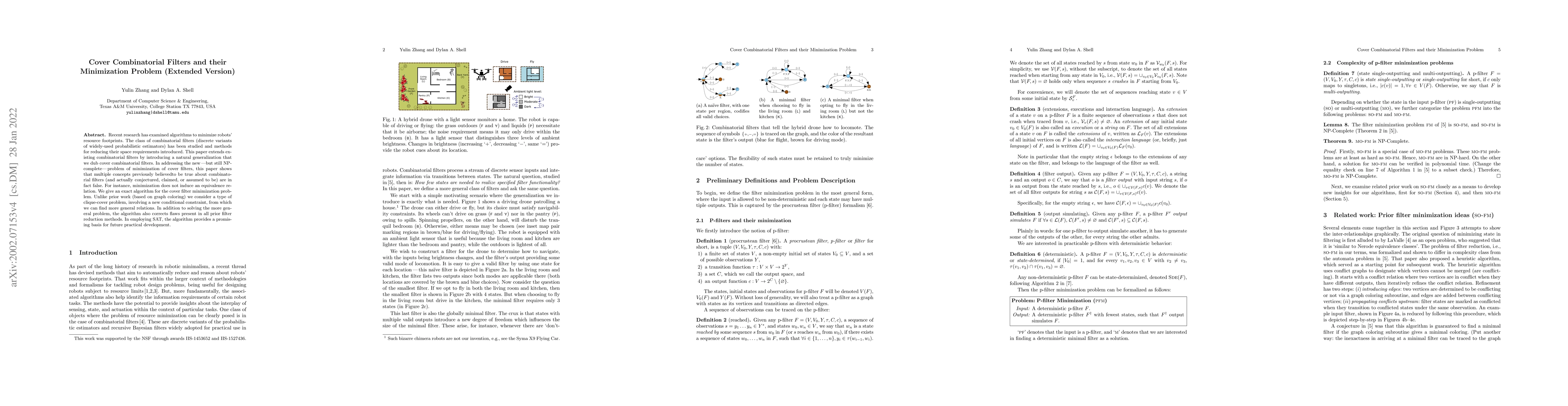 Thumbnail for Cover Combinatorial Filters and their Minimization Problem (Extended
  Version)