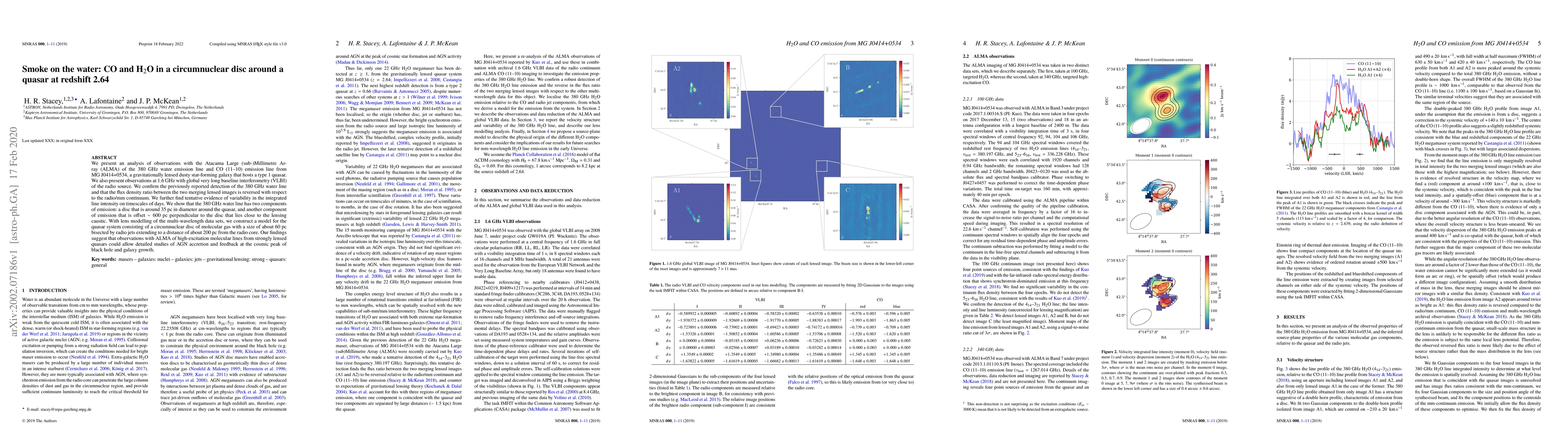 Thumbnail for Smoke on the water: CO and H2O in a circumnuclear disc around a quasar
  at redshift 2.64