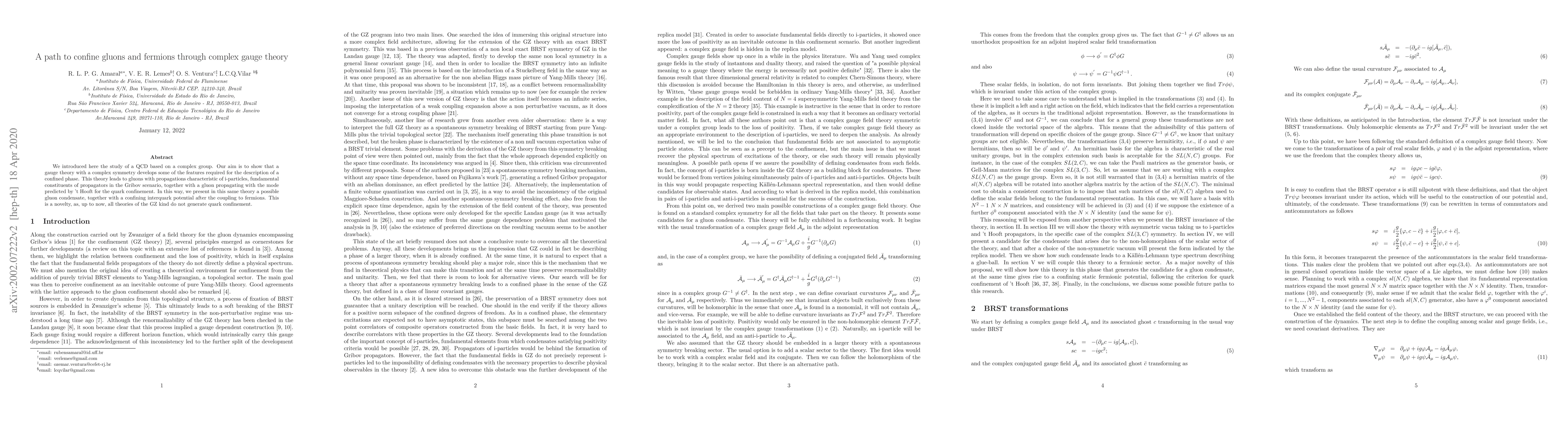 Thumbnail for A path to confine gluons and fermions through complex gauge theory