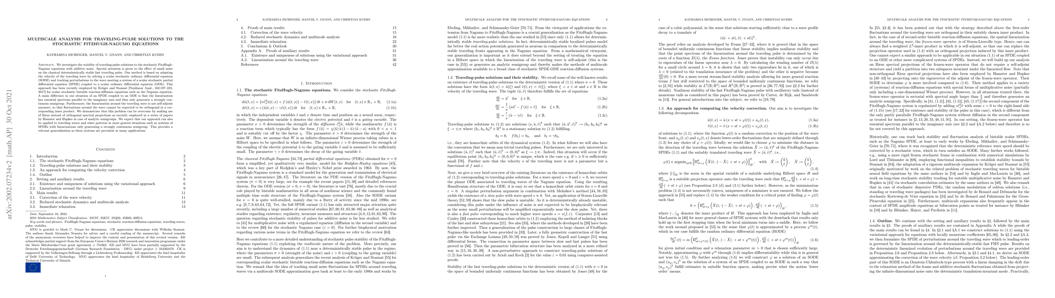 Thumbnail for Multiscale analysis for traveling-pulse solutions to the stochastic
  FitzHugh-Nagumo equations