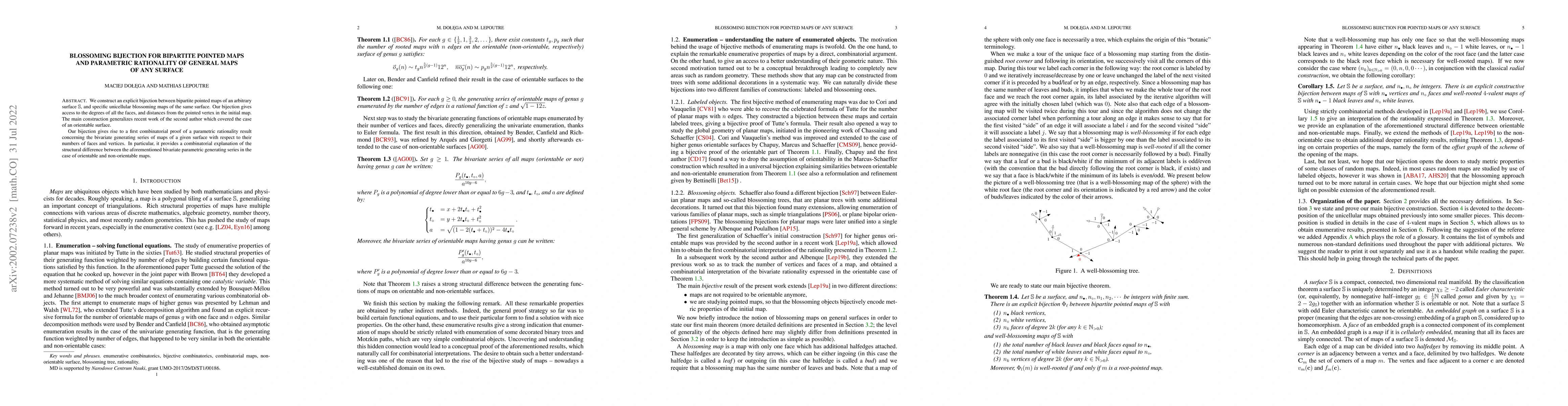 Thumbnail for Blossoming bijection for bipartite pointed maps and parametric
  rationality of general maps of any surface