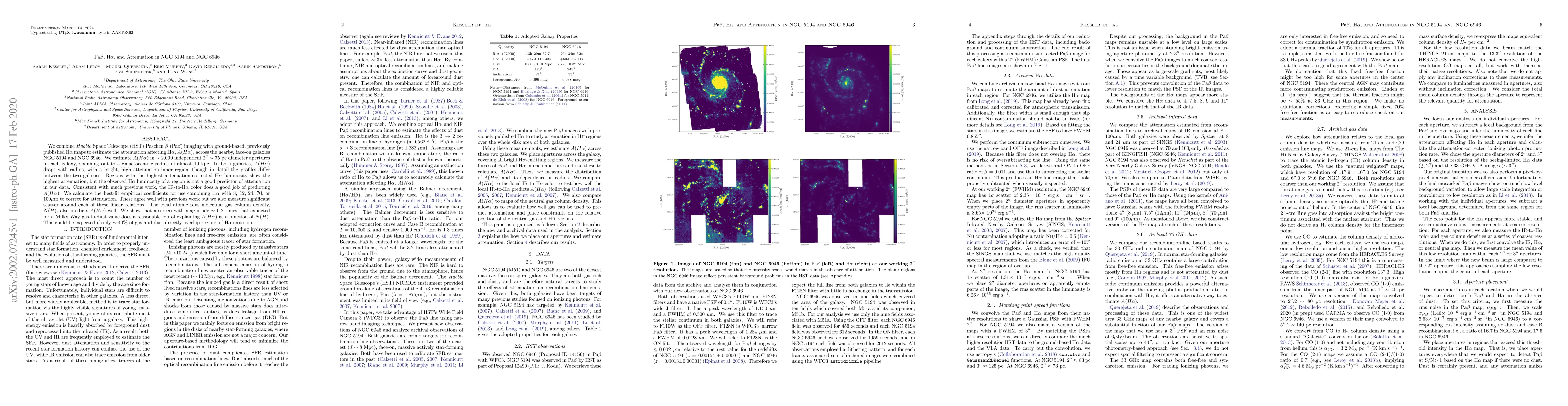 Thumbnail for Pa$\beta$, H$\alpha$, and Attenuation in NGC 5194 and NGC 6946