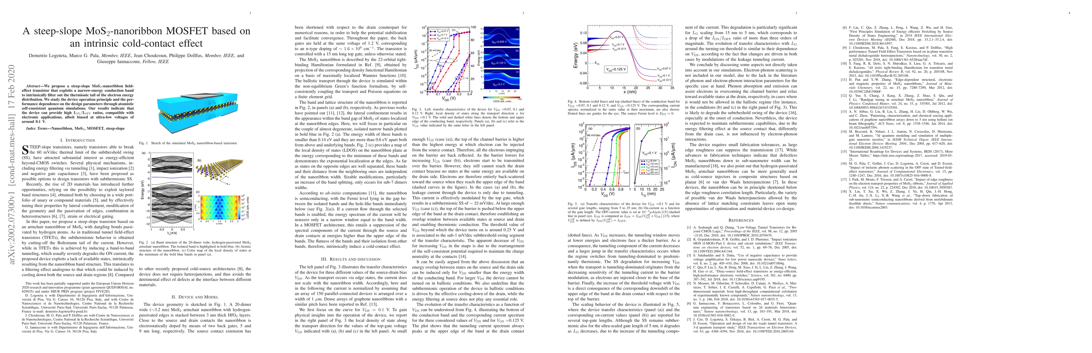 Thumbnail for A steep-slope MoS2-nanoribbon MOSFET based on an intrinsic cold-contact
  effect