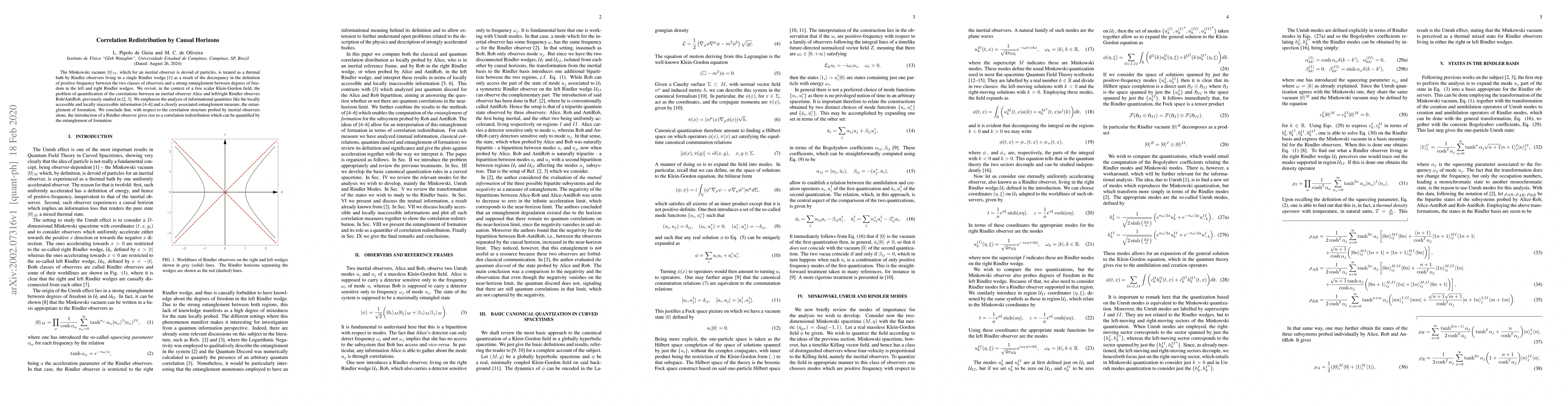 Thumbnail for Correlation Redistribution by Causal Horizons