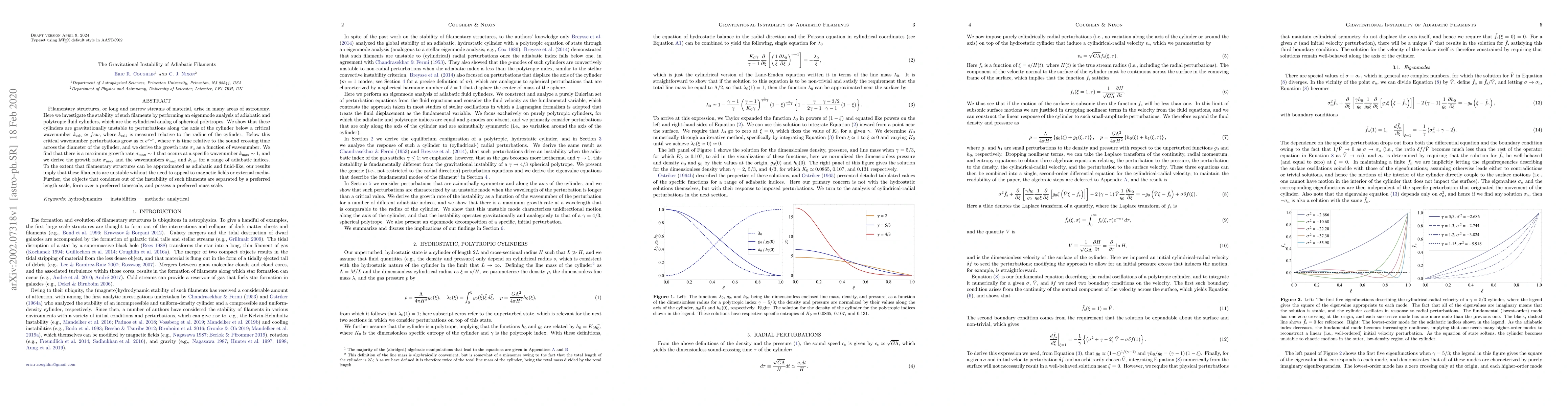 Thumbnail for The Gravitational Instability of Adiabatic Filaments
